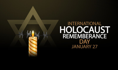 Holocaust remembrance day candle in memory, vector art illustration.