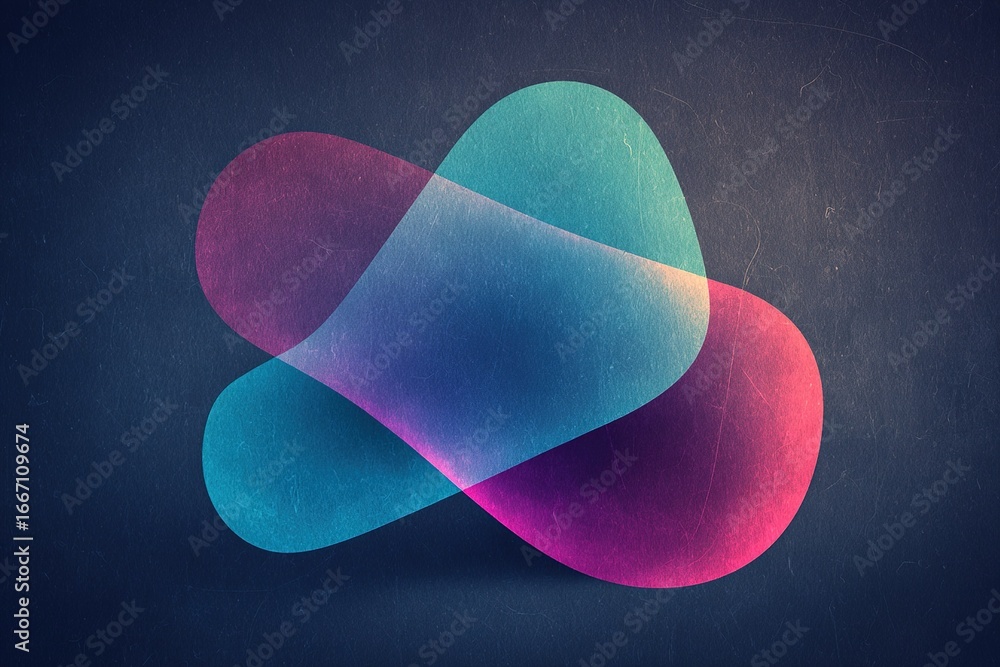 Poster colorful abstract shapes overlapping on a dark background create a modern visual composition in a mi