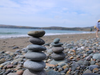 stack of stones on beach