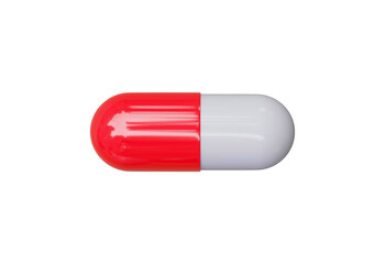 Red and white capsule medicine isolated on transparent background