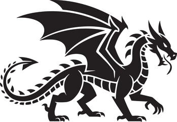powerful dragon logo vector with wings horns and tail detailed silhouette scalable ai eps jpeg png graphics for branding