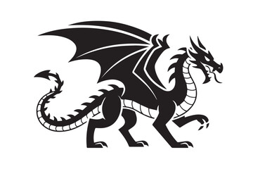 fierce draconic logo vector illustration black white silhouette with detailed scales scalable ai eps jpeg png versatile asset