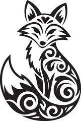 ornamental fox artwork featuring detailed tribal patterns floral linework decorative vector design