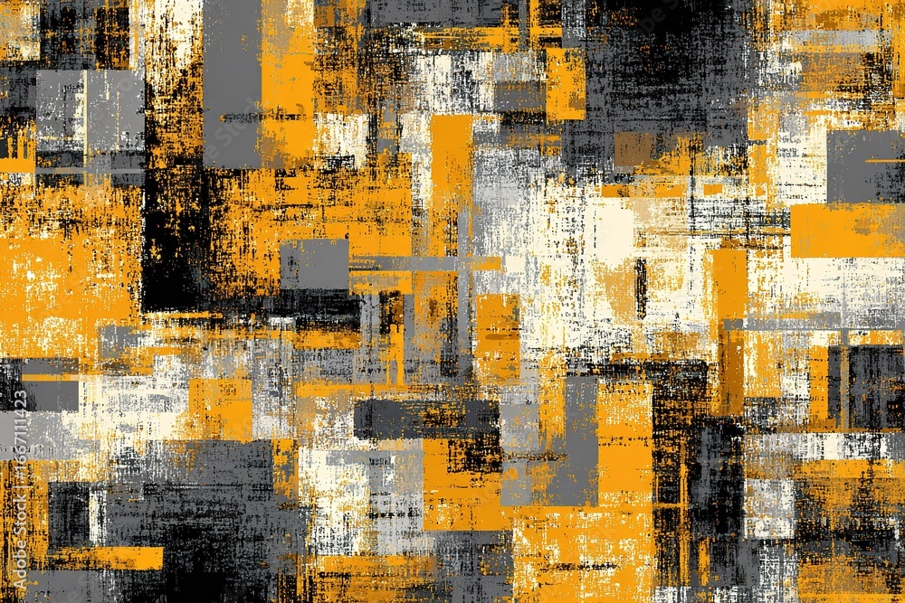 Poster abstract geometric design featuring bold orange and gray colors in a textured pattern ideal for mode