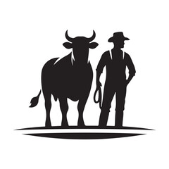 farmers cattle vector silhouette clip art logo design illustration