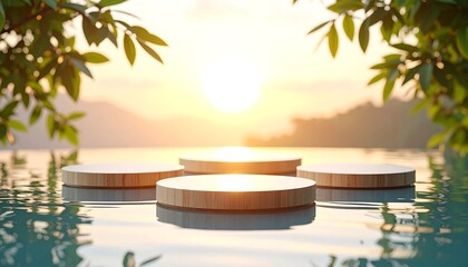 Sunset Lake Wooden Display Platforms.