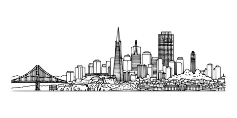 San Francisco, USA City Line Art Vector