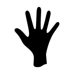 Simple black and white illustration of a hand reaching out for something