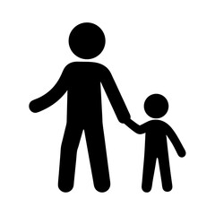 Symbolic depiction of a parent child interaction represented as a black figure