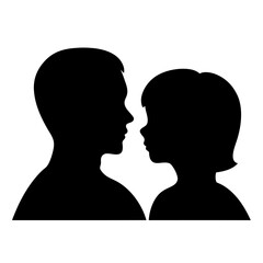 Fototapeta premium Silhouette of a man and a woman in close proximity facing each other