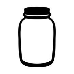 Simple black and white outline illustration of a glass canning jar