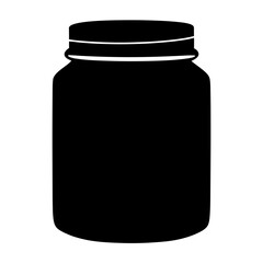Silhouette of a simple glass jar with a lid on a white background