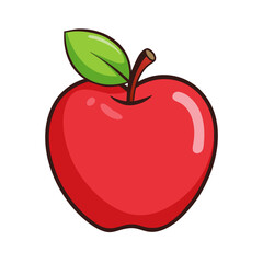 Fototapeta premium apple outline coloring book page line art illustration digital drawing, apple line art icon for apps and websites, apple silhouette vector illustration