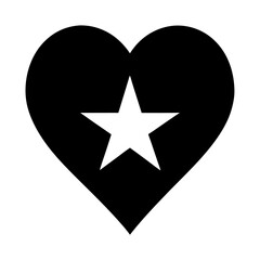 Bold Black Heart with a Brilliant White Star Symbol of Love