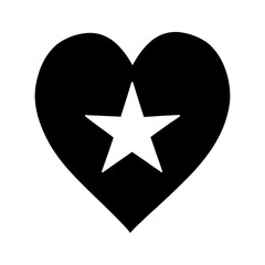 Black heart with a centered white star symbolizing love and patriotism