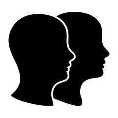 Double Profile Silhouette Illustration Showing Shared Connection Between Two Individuals