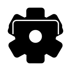 Black configuration gear with a white center dot and frame symbol