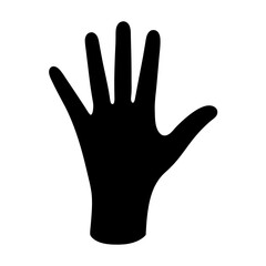 Black Hand Silhouette Image with Five Fingers Extended and Palm Visible
