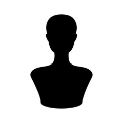 Monochromatic silhouette of a mannequin bust with minimalist aesthetic design style