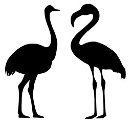 Naklejka premium Silhouettes of Two Cranes in Profile