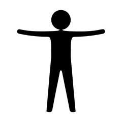 Simple Black Stick Figure with Arms Outstretched and Legs Apart Illustration