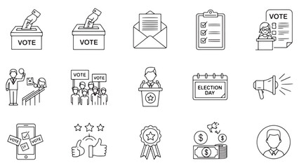 Voting, election line icon set
