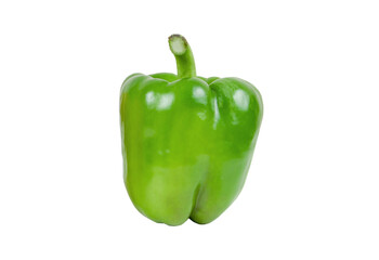 A single vibrant green bell pepper isolated on transparent background