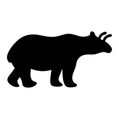 Black silhouette illustration of a tapir with distinctive ears and body shape