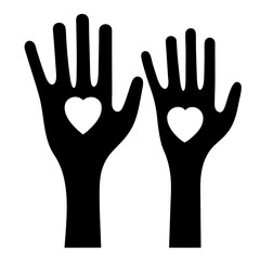Two Hands with Hearts Illustration, signifying love and care for others