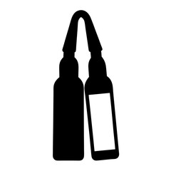Two connected bottle silhouettes with one having space for a label