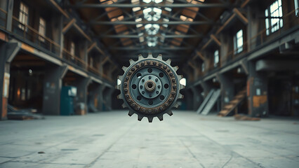 Rusty Gear in Abandoned Industrial Building