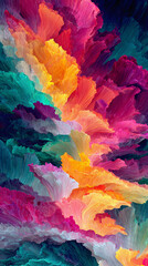 Naklejka premium Vibrant abstract artwork showcasing swirling colors and dynamic shapes at dusk