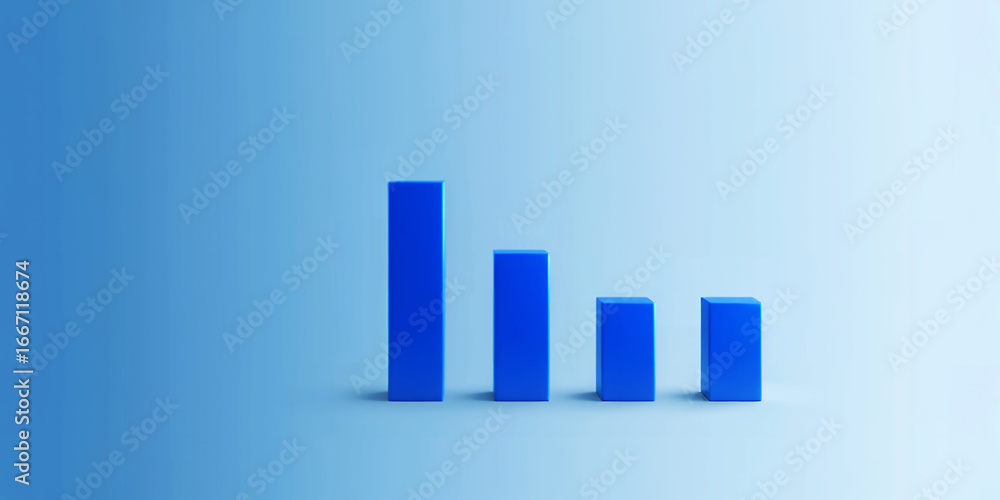 Aufkleber a visual representation of a descending blue bar graph against a blue gradient background