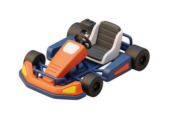 Obraz premium Orange and blue racing go kart isolated on transparent background