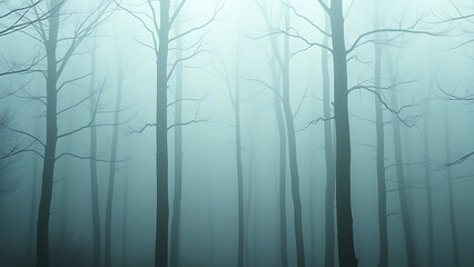 Foggy Forest in Soft Green Gray and Pastel Teal
