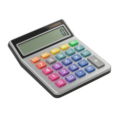Colorful calculator isolated on transparent background