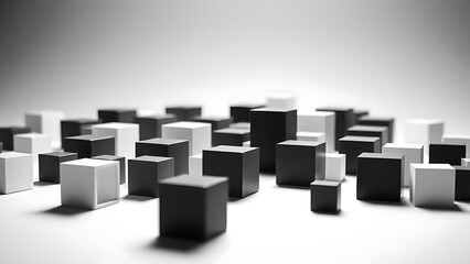 Black and White Cubes on Soft White Background