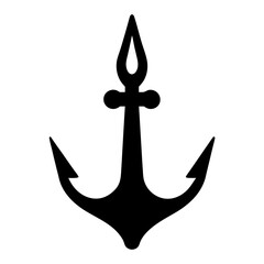 A Bold Silhouette of a Traditional Anchor on a White Background