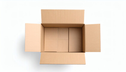 Open Empty Brown Cardboard Box Top View, High-Resolution Packaging Background, Realistic Cardboard Box Texture for E-Commerce, Shipping, and Product Display