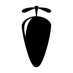 Black silhouette of a toy helicopter, whimsical and minimalist design