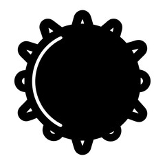 Simple black tambourine icon, graphic music percussion element for web design