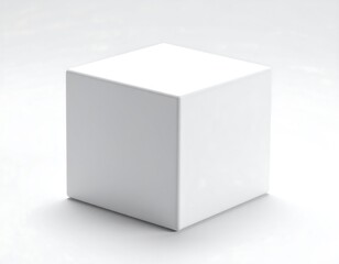 Fototapeta premium Blank White Cube Object on White Background Studio Shot.