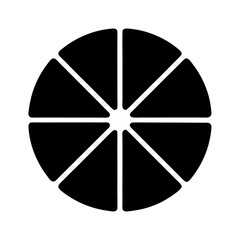 Black and White Slice Pattern Circular Graphic with Rounded Edge Segments