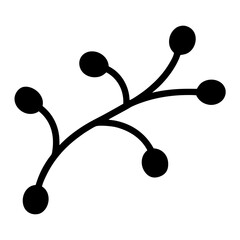 Stylized branch with circular berries illustration, simplistic and visually appealing element