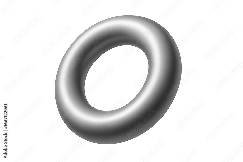 Poster 3d rendering of a sleek, metallic torus against a transparent background, creating a simple yet capt