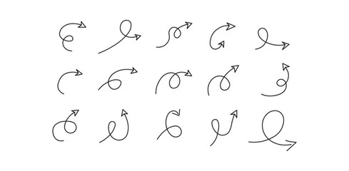 Collection of hand drawn style arrows pointing in different directions on a transparent background