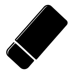 Black and white clip art of a block eraser in simple style