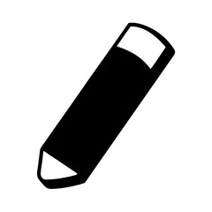 Simple black and white illustration of a pencil with an eraser tip