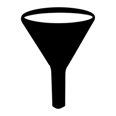 A black and white illustration of a funnel for liquid transfer