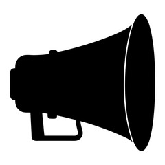 Black Silhouette of a Megaphone Communication Device on a White Background